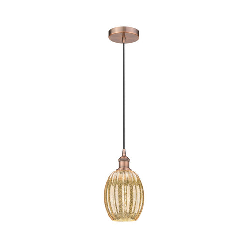 Innovations Preston Bulb 6.25in 1-Light Mini Pendant | Industrial Antique Copper Steel and Mercury Glass | Kitchen Island & | Model 616-1P-AC-G459-6ME