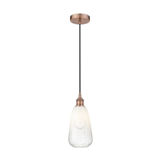 Innovations Brookhaven Almond 6in 1-Light Mini Pendant | Industrial Antique Copper Steel and Opal Glass | Kitchen Island | 6 x | Model 616-1P-AC-G480-6OP