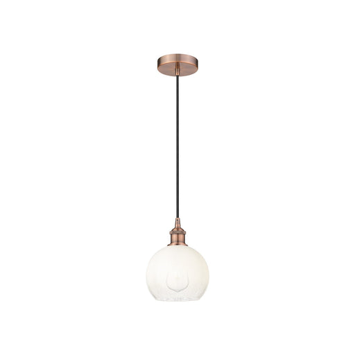 Innovations Brookhaven Globe 8in 1-Light Mini Pendant | Industrial Antique Copper Steel and Opal Glass | Kitchen Island & | Model 616-1P-AC-G483-8OP