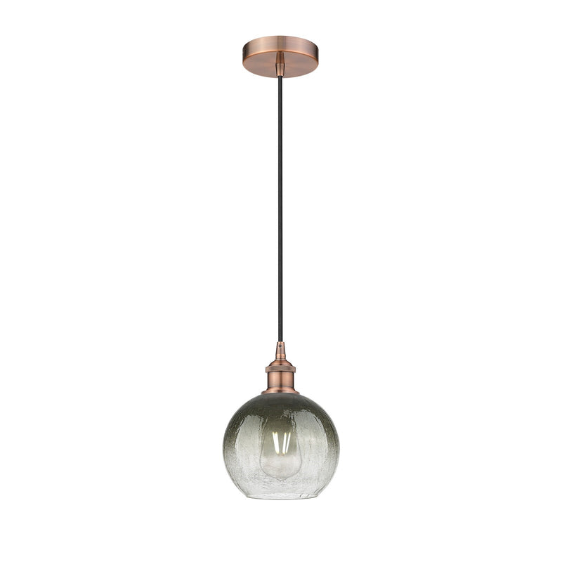 Innovations Brookhaven Globe 8in 1-Light Mini Pendant | Industrial Antique Copper Steel and Slate Glass | Kitchen Island & | Model 616-1P-AC-G483-8SL