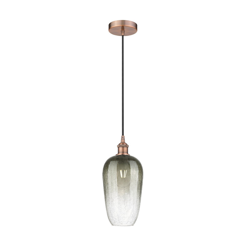 Innovations Brookhaven Flute 7in 1-Light Mini Pendant | Industrial Antique Copper Steel and Slate Glass | Kitchen Island | 7 x | Model 616-1P-AC-G484-7SL