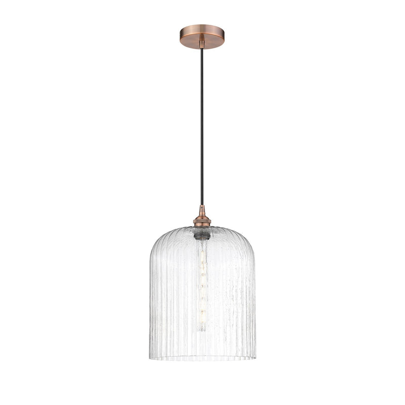 Innovations Bridal Veil 5in 1-Light Mini Pendant | Art Nouveau Antique Copper Steel and Seedy Ribbed Glass | Kitchen Island & | Model 616-1P-AC-G559-12SDY