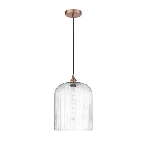 Innovations Bridal Veil 5in 1-Light Mini Pendant | Art Nouveau Antique Copper Steel and Seedy Ribbed Glass | Kitchen Island & | Model 616-1P-AC-G559-12SDY