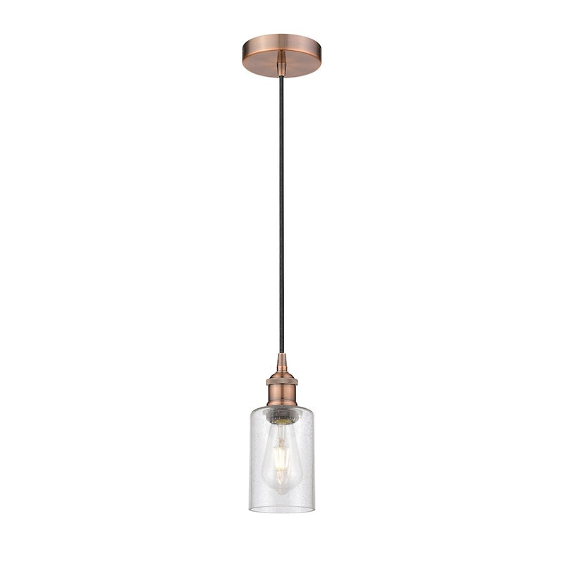 Innovations Clymer 1Lt 4" Cord Hung Mini Pendant, Copper/Seedy