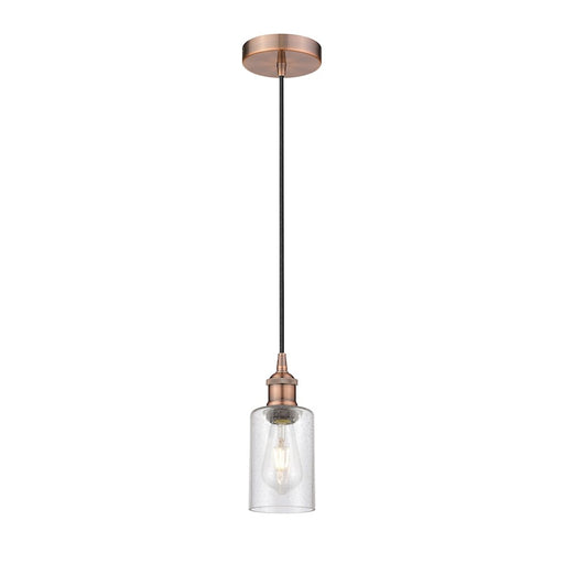 Innovations Clymer 1Lt 4" Cord Hung Mini Pendant, Copper/Seedy