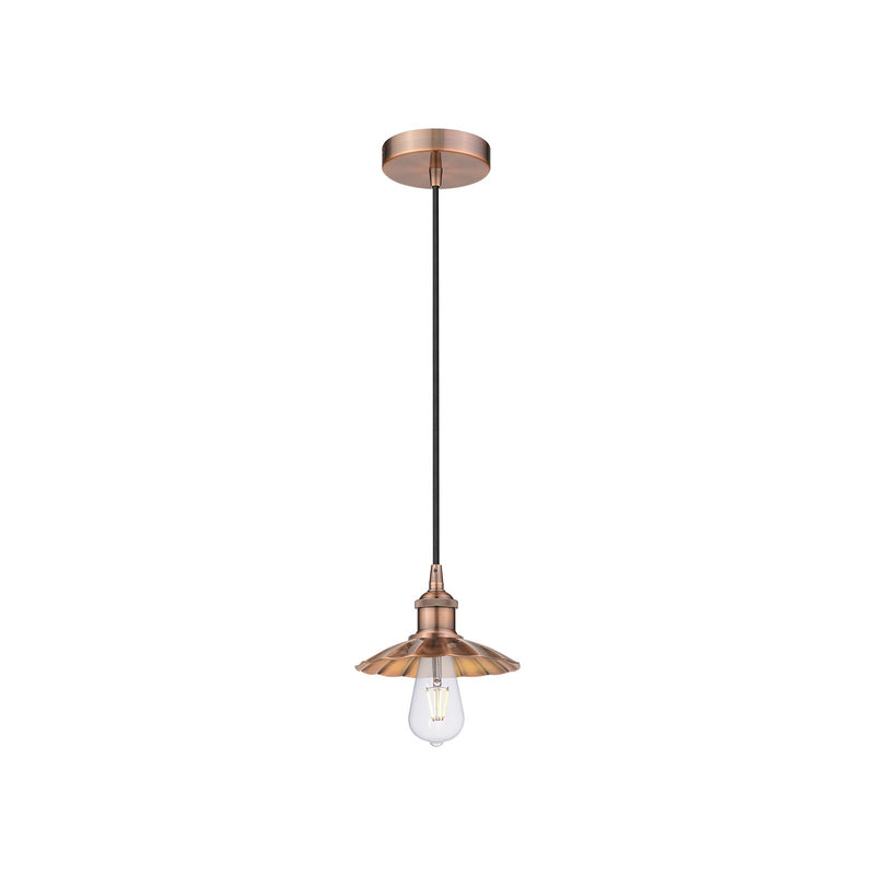 Innovations Scallop 8in 1-Light Mini Pendant | Traditional Industrial Antique Copper Steel and Metal Shade | Kitchen Island & | Model 616-1P-AC-M17-AC