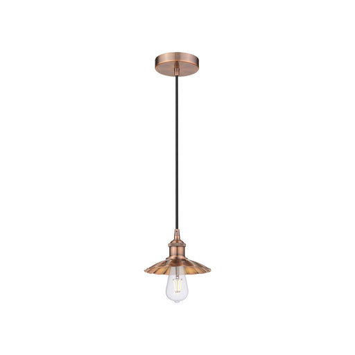 Innovations Scallop 8in 1-Light Mini Pendant | Traditional Industrial Antique Copper Steel and Metal Shade | Kitchen Island & | Model 616-1P-AC-M17-AC