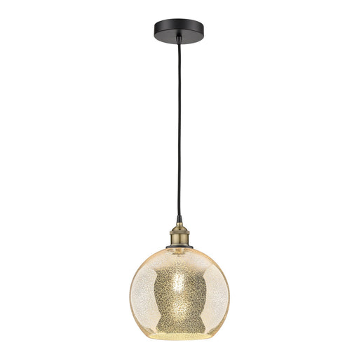 Innovations Athens 10in 1-Light Mini Pendant | Industrial Black Antique Brass and Mercury Glass | Kitchen Island & Dining Room | Model 616-1P-BAB-G128-10