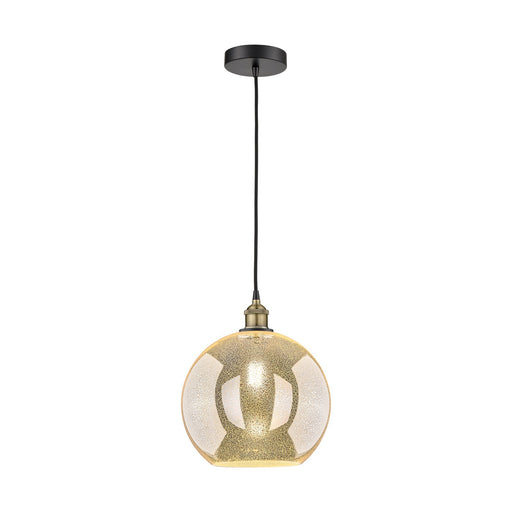 Innovations Athens 12in 1-Light Mini Pendant | Industrial Black Antique Brass and Mercury Glass | Kitchen Island & Dining Room | Model 616-1P-BAB-G128-12