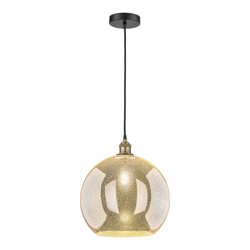 Innovations Athens 14in 1-Light Pendant | Industrial Black Antique Brass and Mercury Glass | Kitchen Island & Dining Room | Model 616-1P-BAB-G128-14