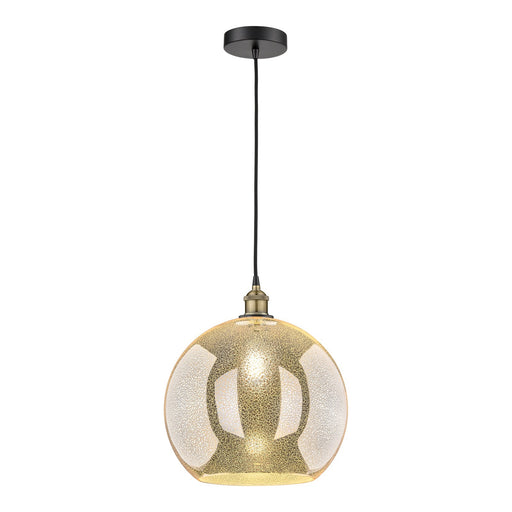 Innovations Athens 14in 1-Light Pendant | Industrial Black Antique Brass and Mercury Glass | Kitchen Island & Dining Room | Model 616-1P-BAB-G128-14