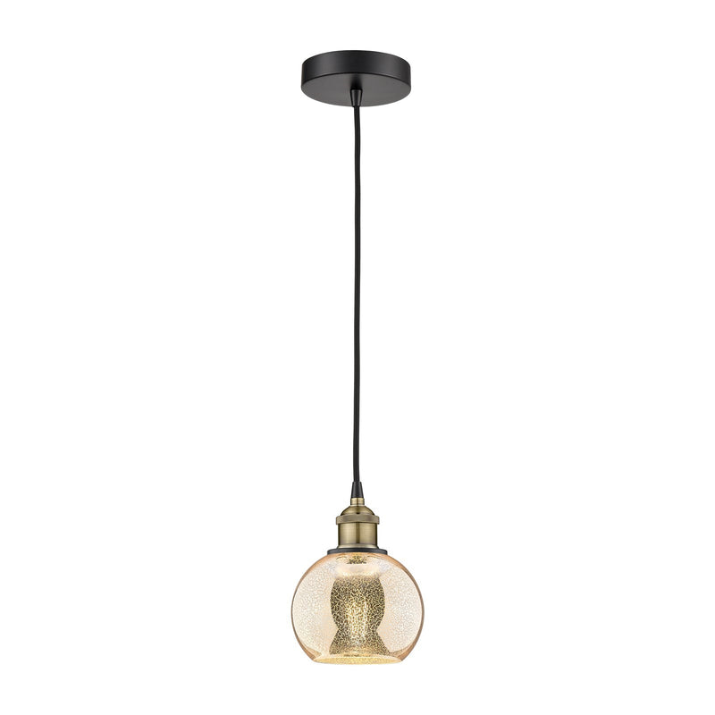 Innovations Athens 6in 1-Light Mini Pendant | Industrial Black Antique Brass and Mercury Glass | Kitchen Island & Dining Room | Model 616-1P-BAB-G128-6
