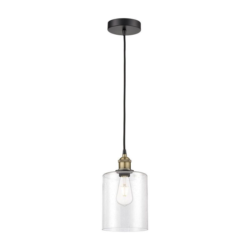 Innovations Paladin 7in 1-Light Mini Pendant | Industrial Black Antique Brass and Seedy Glass | Kitchen Island & Dining Room | Model 616-1P-BAB-G4424-7