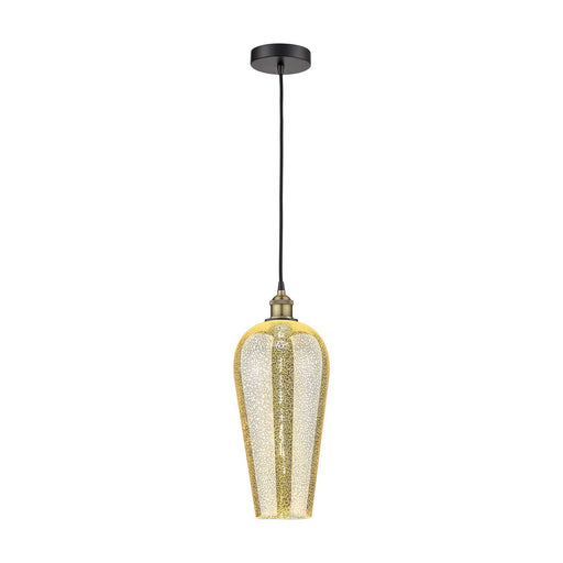 Innovations Chelsea 8in 1-Light Mini Pendant | Industrial Black Antique Brass Steel and Mercury Glass | Kitchen Island & | Model 616-1P-BAB-G456-8ME