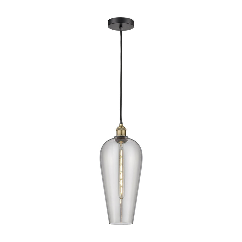 Innovations Chelsea 8in 1-Light Mini Pendant | Industrial Black Antique Brass and Light Smoke Glass | Kitchen Island & Dining | Model 616-1P-BAB-G456-8SM