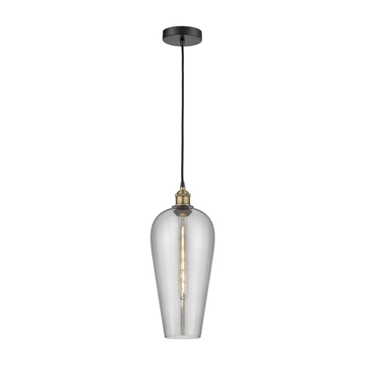 Innovations Chelsea 8in 1-Light Mini Pendant | Industrial Black Antique Brass and Light Smoke Glass | Kitchen Island & Dining | Model 616-1P-BAB-G456-8SM