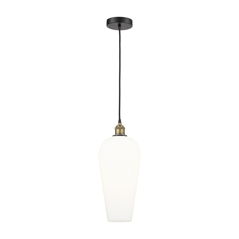 Innovations Chelsea 8in 1-Light Mini Pendant | Industrial Black Antique Brass and White Glass | Kitchen Island & Dining Room | Model 616-1P-BAB-G456-8WH