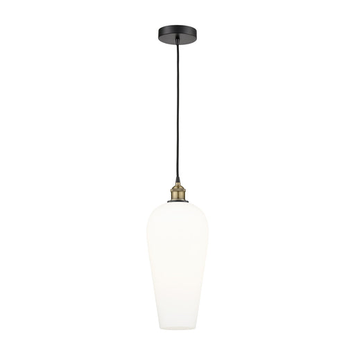 Innovations Chelsea 8in 1-Light Mini Pendant | Industrial Black Antique Brass and White Glass | Kitchen Island & Dining Room | Model 616-1P-BAB-G456-8WH
