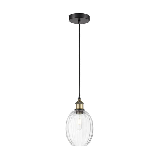 Innovations Preston Bulb 6.25in 1-Light Mini Pendant | Industrial Black Antique Brass and Clear Glass | Kitchen Island & | Model 616-1P-BAB-G459-6CL