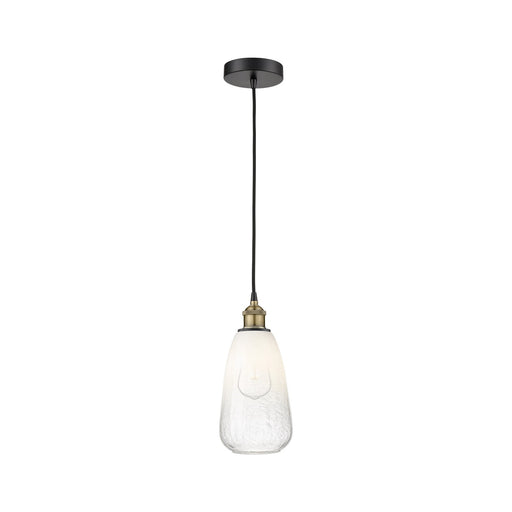Innovations Brookhaven Almond 6in 1-Light Mini Pendant | Industrial Black Antique Brass and Opal Glass | Kitchen Island & | Model 616-1P-BAB-G480-6OP