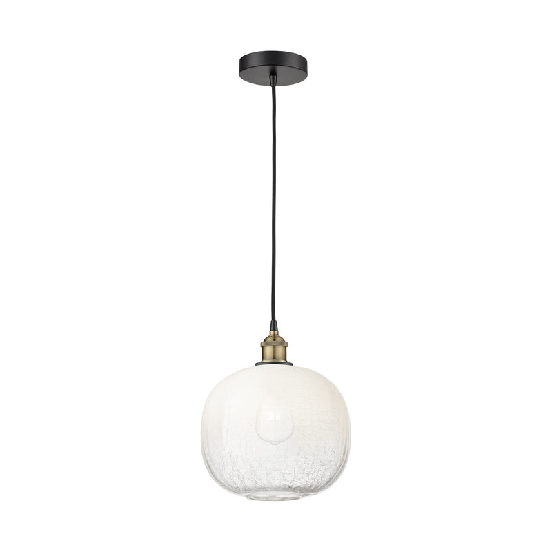 Innovations Brookhaven Sphere 11in 1-Light Mini Pendant | Industrial Black Antique Brass and Opal Glass | Kitchen Island & | Model 616-1P-BAB-G481-10OP