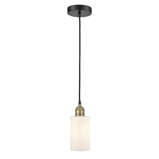 Innovations Clymer 1Lt 4" Cord Mini Pendant, Black Brass/White