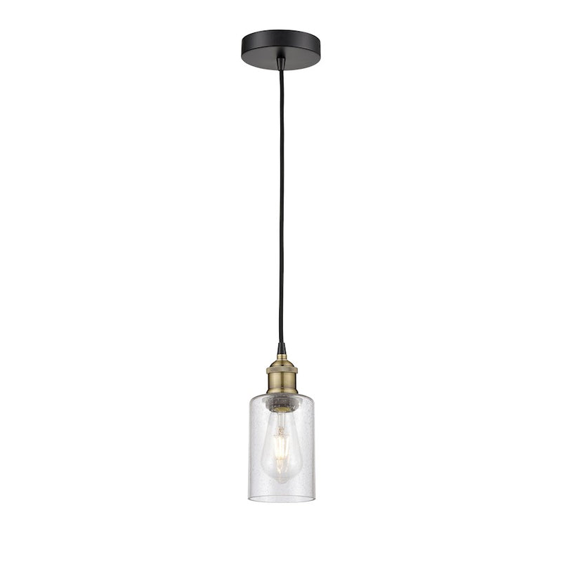 Innovations Clymer 1Lt 4" Cord Mini Pendant, Black Brass/Seedy