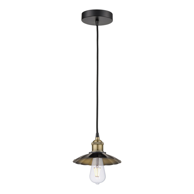 Innovations Scallop 8in 1-Light Mini Pendant | Industrial Black Antique Brass and Matte Black Metal Shade | Kitchen Island & | Model 616-1P-BAB-M17-BK