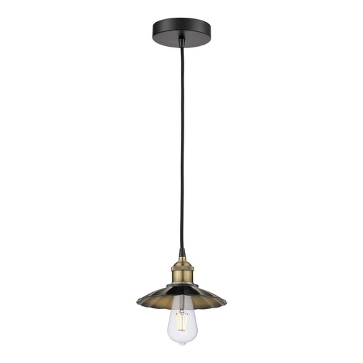 Innovations Scallop 8in 1-Light Mini Pendant | Industrial Black Antique Brass and Matte Black Metal Shade | Kitchen Island & | Model 616-1P-BAB-M17-BK