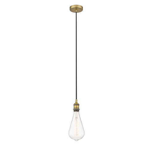 Innovations Edison 6.25in 1-Light Mini Pendant | Industrial Farmhouse Brushed Brass Steel and Brushed Brass Metal | Kitchen | Model 616-1P-BB-BB125LED