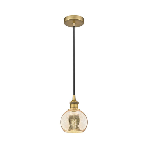 Innovations Athens 6in 1-Light Mini Pendant | Industrial Brushed Brass and Mercury Glass | Kitchen Island & Dining Room | 5.88 x | Model 616-1P-BB-G128-6