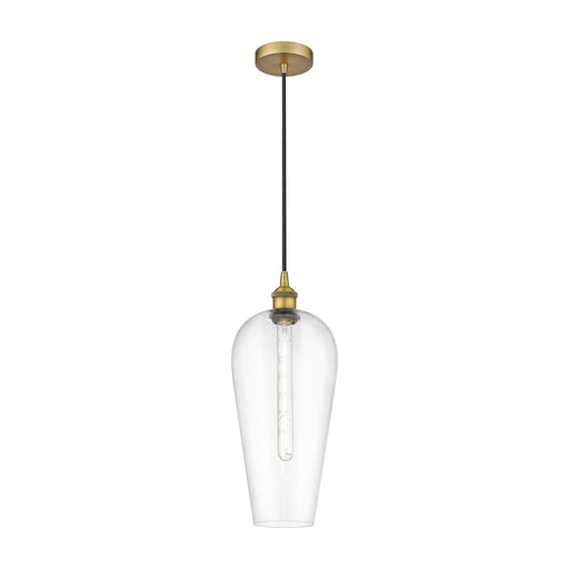 Innovations Chelsea 8in 1-Light Mini Pendant | Industrial Brushed Brass Steel and Clear Glass | Kitchen Island & Dining Room | Model 616-1P-BB-G456-8CL