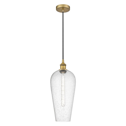 Innovations Chelsea 8in 1-Light Mini Pendant | Industrial Brushed Brass Steel and Seedy Glass | Kitchen Island & Dining Room | Model 616-1P-BB-G456-8SDY
