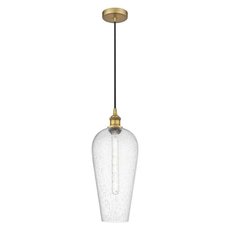 Innovations Chelsea 8in 1-Light Mini Pendant | Industrial Brushed Brass Steel and Seedy Glass | Kitchen Island & Dining Room | Model 616-1P-BB-G456-8SDY