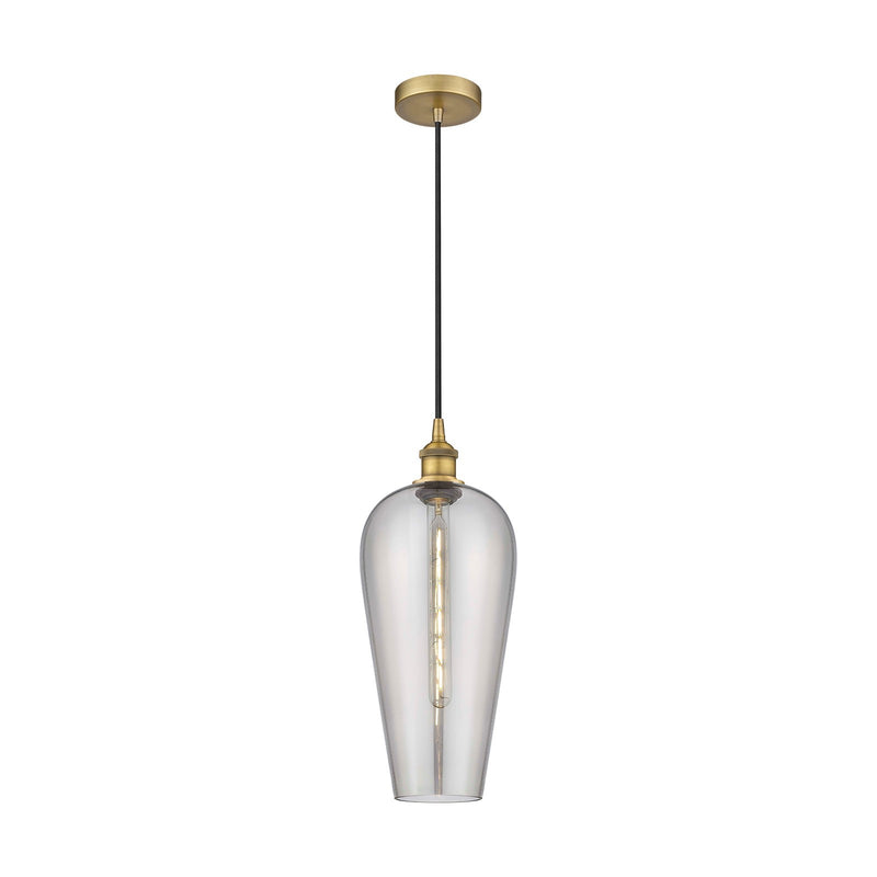 Innovations Chelsea 8in 1-Light Mini Pendant | Industrial Brushed Brass Steel and Light Smoke Glass | Kitchen Island & Dining | Model 616-1P-BB-G456-8SM