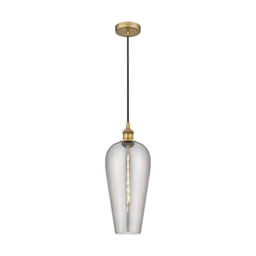 Innovations Chelsea 8in 1-Light Mini Pendant | Industrial Brushed Brass Steel and Light Smoke Glass | Kitchen Island & Dining | Model 616-1P-BB-G456-8SM