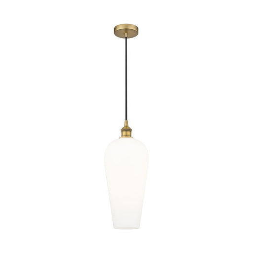 Innovations Chelsea 8in 1-Light Mini Pendant | Industrial Brushed Brass Steel and White Glass | Kitchen Island & Dining Room | Model 616-1P-BB-G456-8WH
