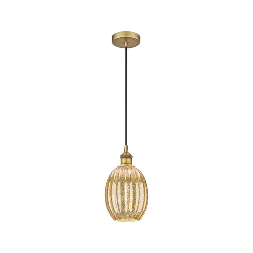 Innovations Preston Bulb 6.25in 1-Light Mini Pendant | Industrial Brushed Brass Steel and Mercury Glass | Kitchen Island & | Model 616-1P-BB-G459-6ME