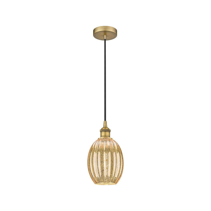 Innovations Preston Bulb 6.25in 1-Light Mini Pendant | Industrial Brushed Brass Steel and Mercury Glass | Kitchen Island & | Model 616-1P-BB-G459-6ME