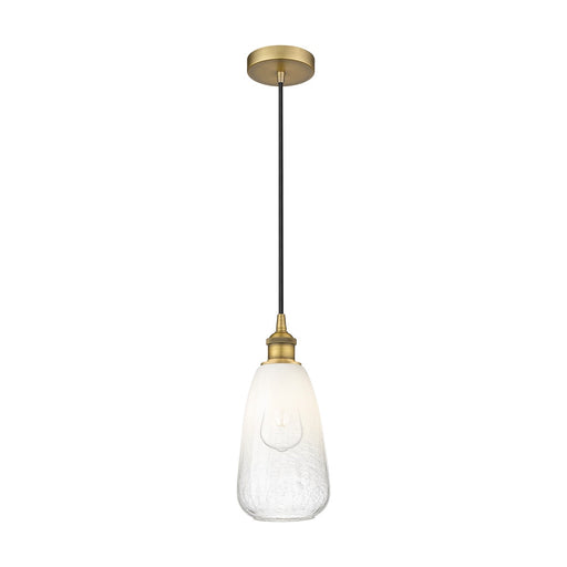 Innovations Brookhaven Almond 6in 1-Light Mini Pendant | Industrial Brushed Brass and Opal Glass | Kitchen Island & Dining Room | Model 616-1P-BB-G480-6OP