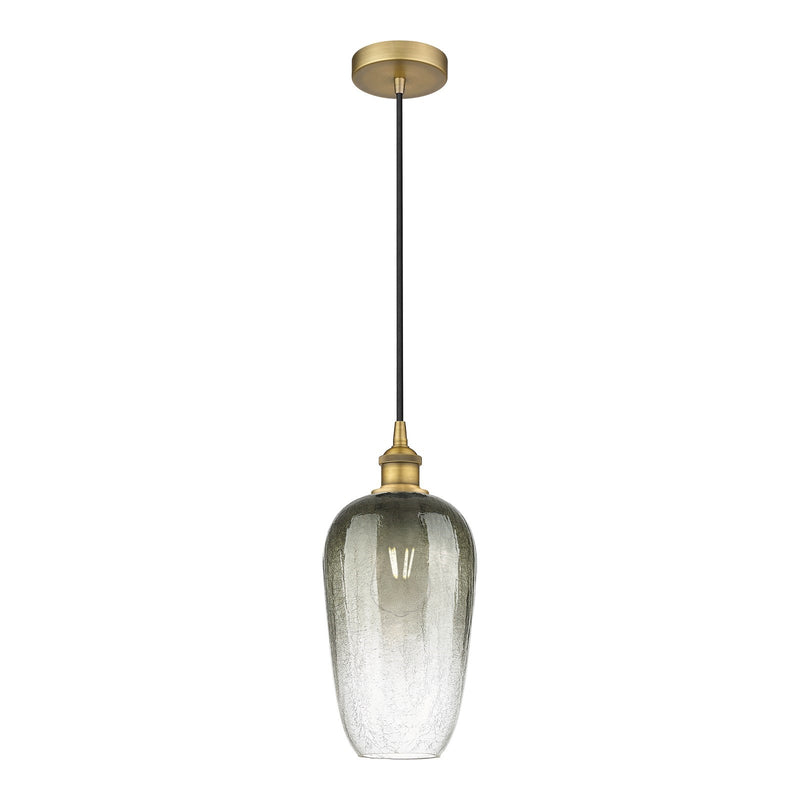 Innovations Brookhaven Flute 7in 1-Light Mini Pendant | Industrial Brushed Brass and Slate Glass | Kitchen Island & Dining Room | Model 616-1P-BB-G484-7SL