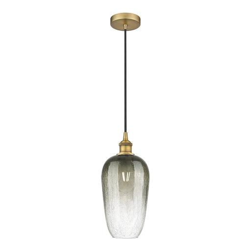 Innovations Brookhaven Flute 7in 1-Light Mini Pendant | Industrial Brushed Brass and Slate Glass | Kitchen Island & Dining Room | Model 616-1P-BB-G484-7SL
