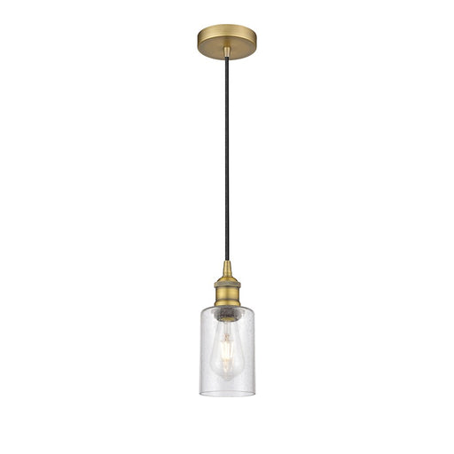 Innovations Clymer 1Lt 4" Cord Mini Pendant, Brass/Seedy