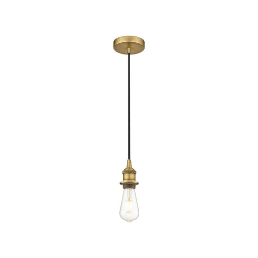 Innovations Edison 1-Light Mini Pendant | Industrial Brushed Brass Steel and Vintage ST64 Bulb | Kitchen Island & Breakfast Nook | Model 616-1P-BB-LED