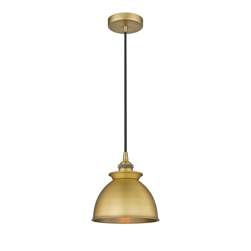 Innovations Adirondack 8.25in 1-Light Mini Pendant | Industrial Farmhouse Brushed Brass and Brushed Brass Metal Shade | Kitchen | Model 616-1P-BB-M14-BB