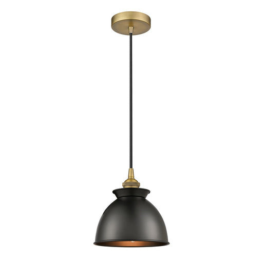 Innovations Adirondack 8.25in 1-Light Mini Pendant | Industrial Brushed Brass and Matte Black Metal | Kitchen Island & Dining | Model 616-1P-BB-M14-BK
