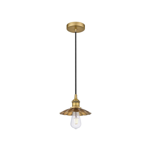 Innovations Scallop 8in 1-Light Mini Pendant | Industrial Brushed Brass Steel and Brushed Brass Metal Shade | Kitchen Island & | Model 616-1P-BB-M17-BB