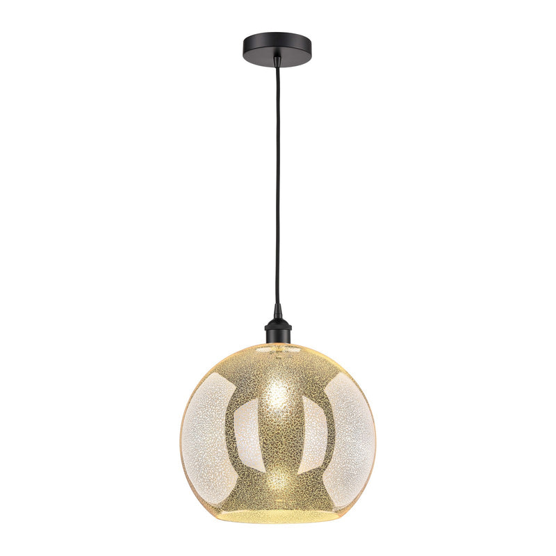 Innovations Athens 14in 1-Light Pendant | Industrial Matte Black Steel and Mercury Glass | Kitchen Island & Dining Room | 13.75 | Model 616-1P-BK-G128-14