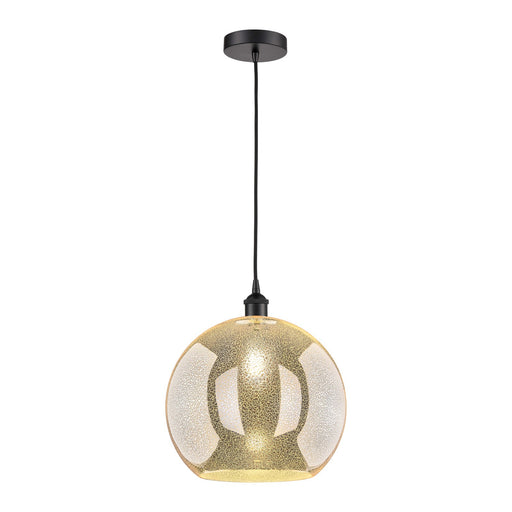 Innovations Athens 14in 1-Light Pendant | Industrial Matte Black Steel and Mercury Glass | Kitchen Island & Dining Room | 13.75 | Model 616-1P-BK-G128-14