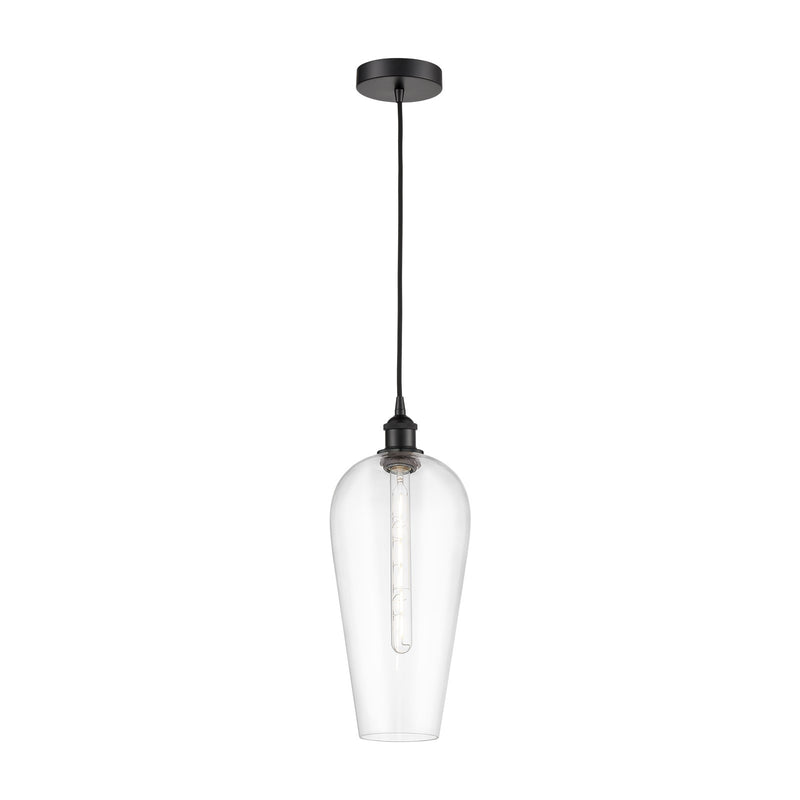Innovations Chelsea 8in 1-Light Mini Pendant | Industrial Matte Black Steel and Clear Glass | Kitchen Island & Dining Room | 8 | Model 616-1P-BK-G456-8CL